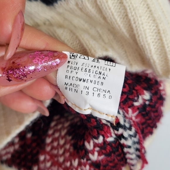 36.5 Houndstooth Crew Neck Knit Sweater Pullover warm Cozy Fall Medium VTG - Picture 5 of 11